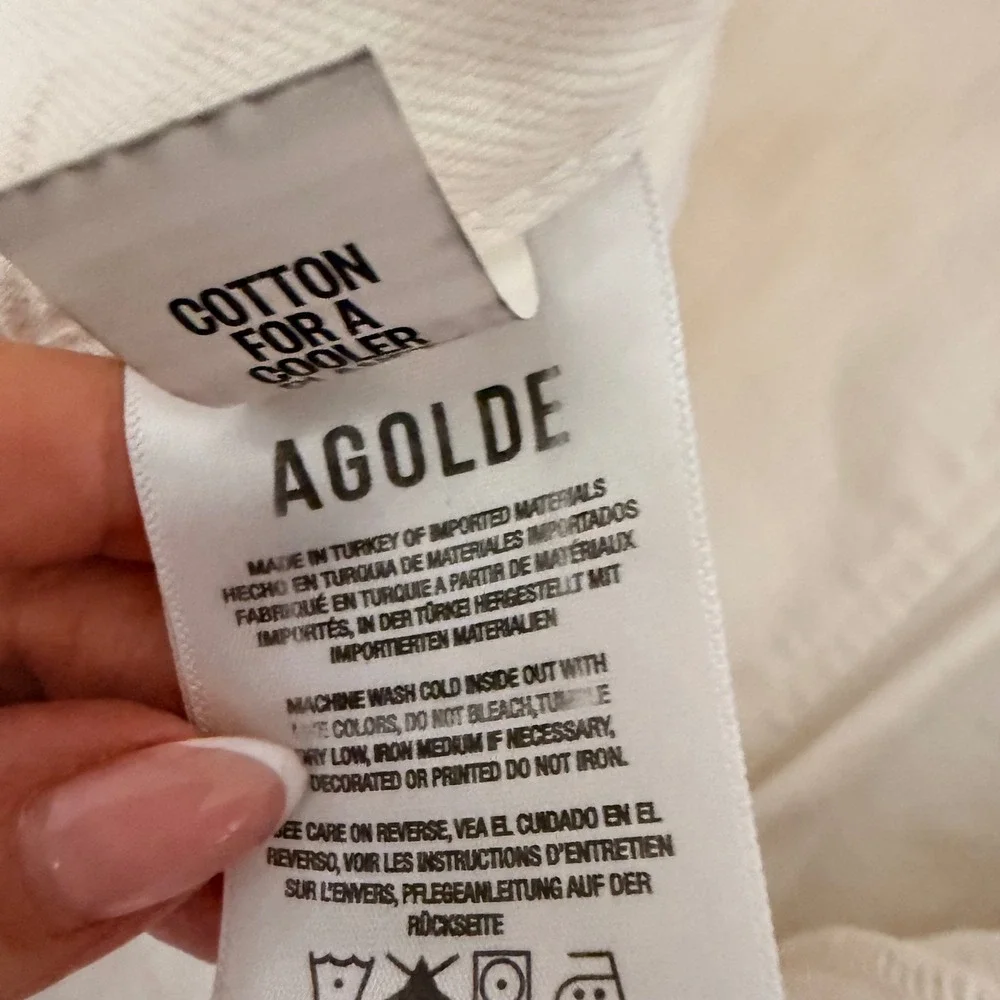 AGOLDE Ren Wide Leg Jeans 26 White High Rise Regenerative Cotton Button fly